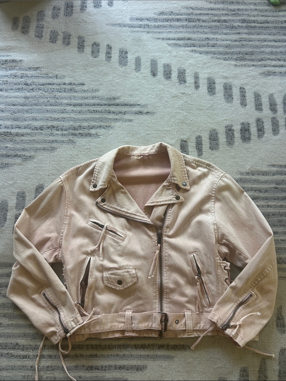Free People Dusty Pink Moto 100% cotton Jacket